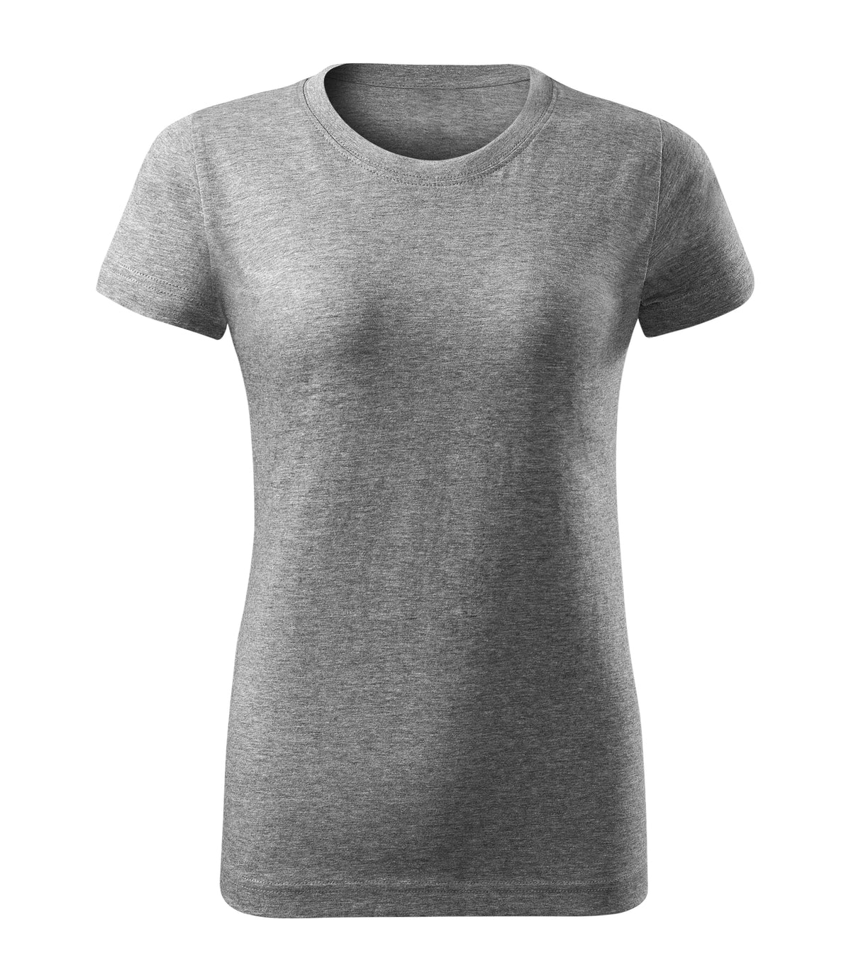 Tricou regular fit dama cambrat - Gri melanj - fata